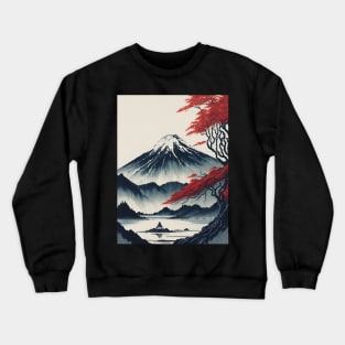 Serene Mount Fuji Sunset - Peaceful River Scenery Crewneck Sweatshirt